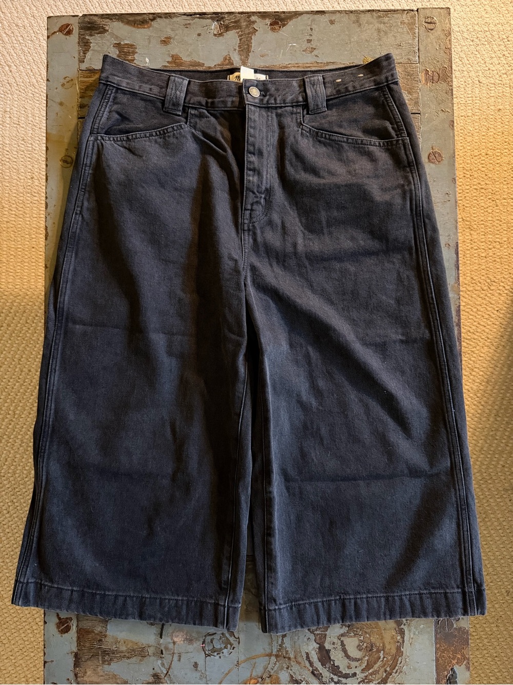 Madewell Women’s Relaxed Wide-Leg Culottes in Black Denim